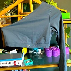 Set Active Long Sleeve Turquoise One Shoulder Bra 💙 M - River